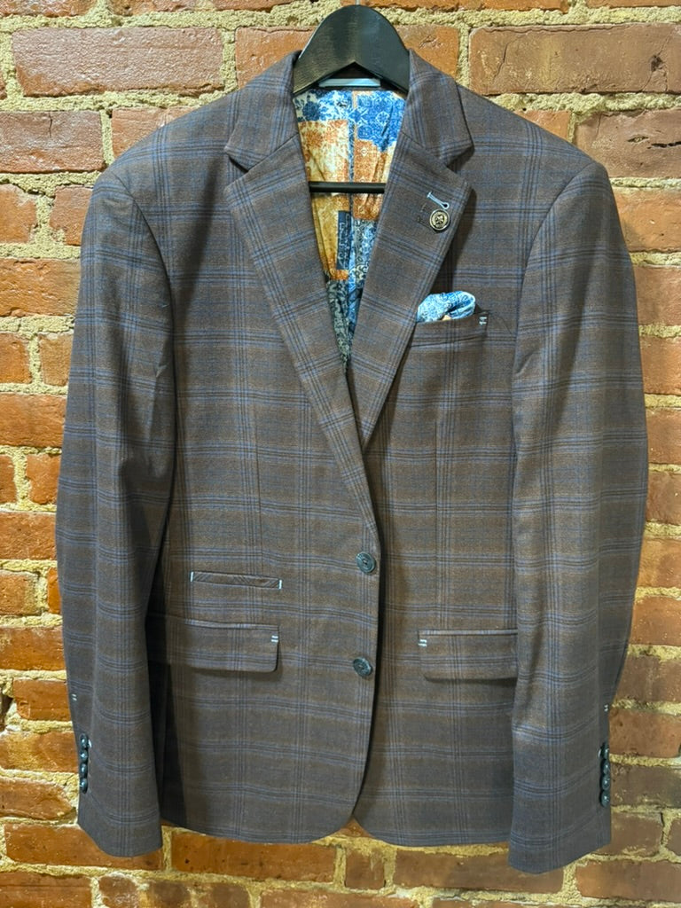 Stretch Blazer- Rust Plaid