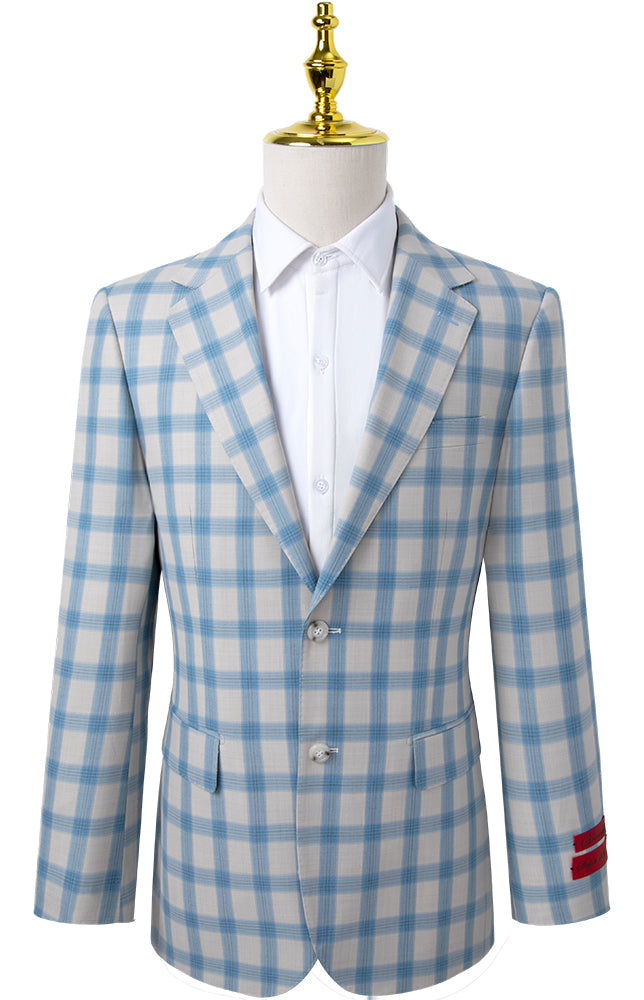 Oran Beige and Blue Tailored Sport Jacket