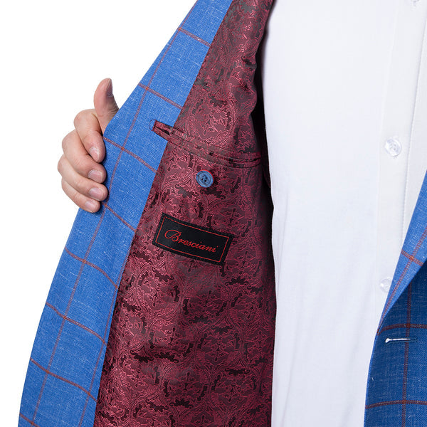 Oran Tailored Blue and Red Windowpane Sport Jacket