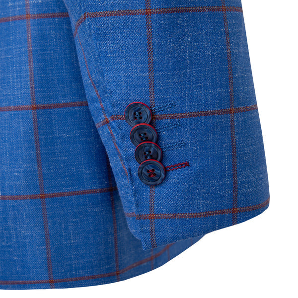 Oran Tailored Blue and Red Windowpane Sport Jacket