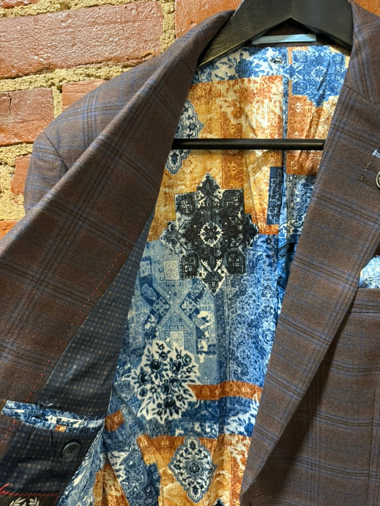 Stretch Blazer- Rust Plaid