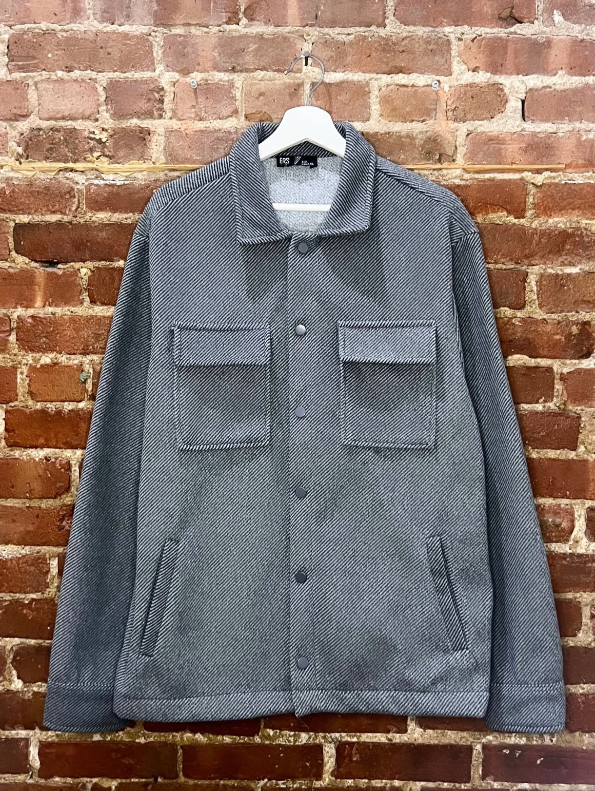 ERS Stylish Gray Herringbone Button-Up Shacket