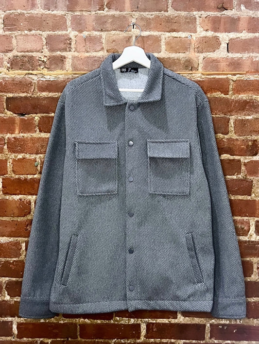 ERS Stylish Gray Herringbone Button-Up Shacket