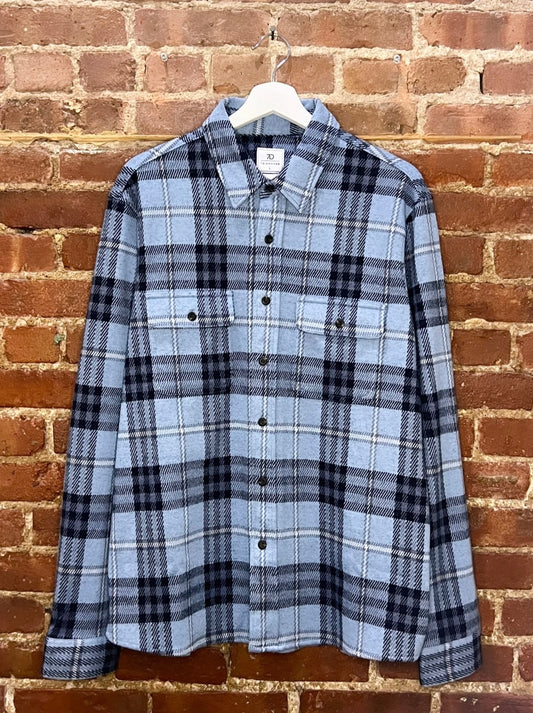 7Diamonds Burnside Light Blue & Black Plaid Flannel