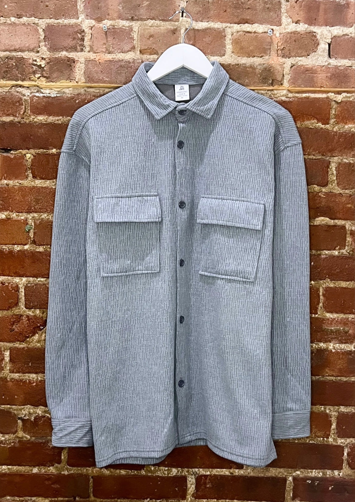 Hawking Grey Oversized Ribbed Jersey Harrington Jacket