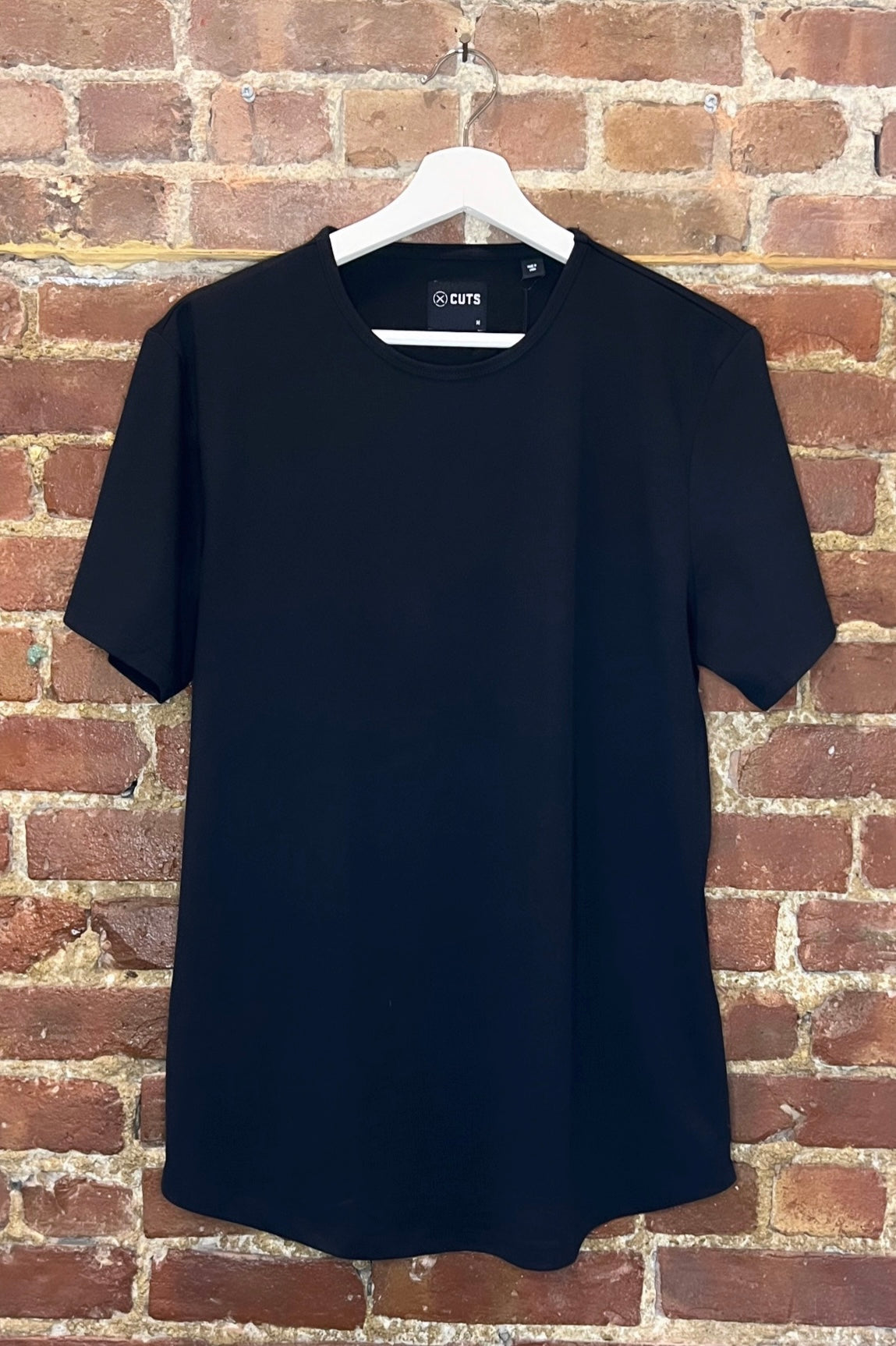 CUTS Black Curve-Hem T-Shirt