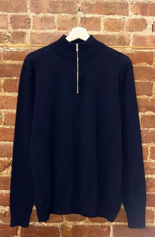 RNT23 Navy Mock Neck Quarter Zip Sweater