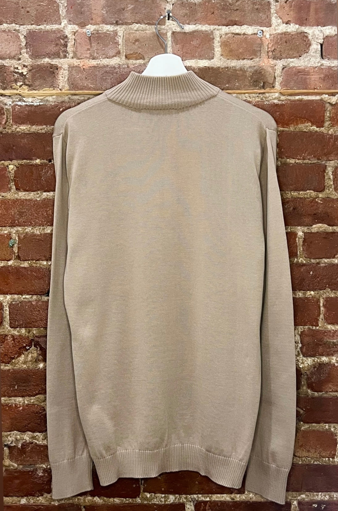 RNT23 Beige Mock Neck Quarter Zip Pullover