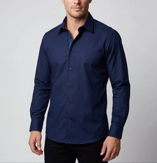 Navy Blue Long Sleeve Button Down