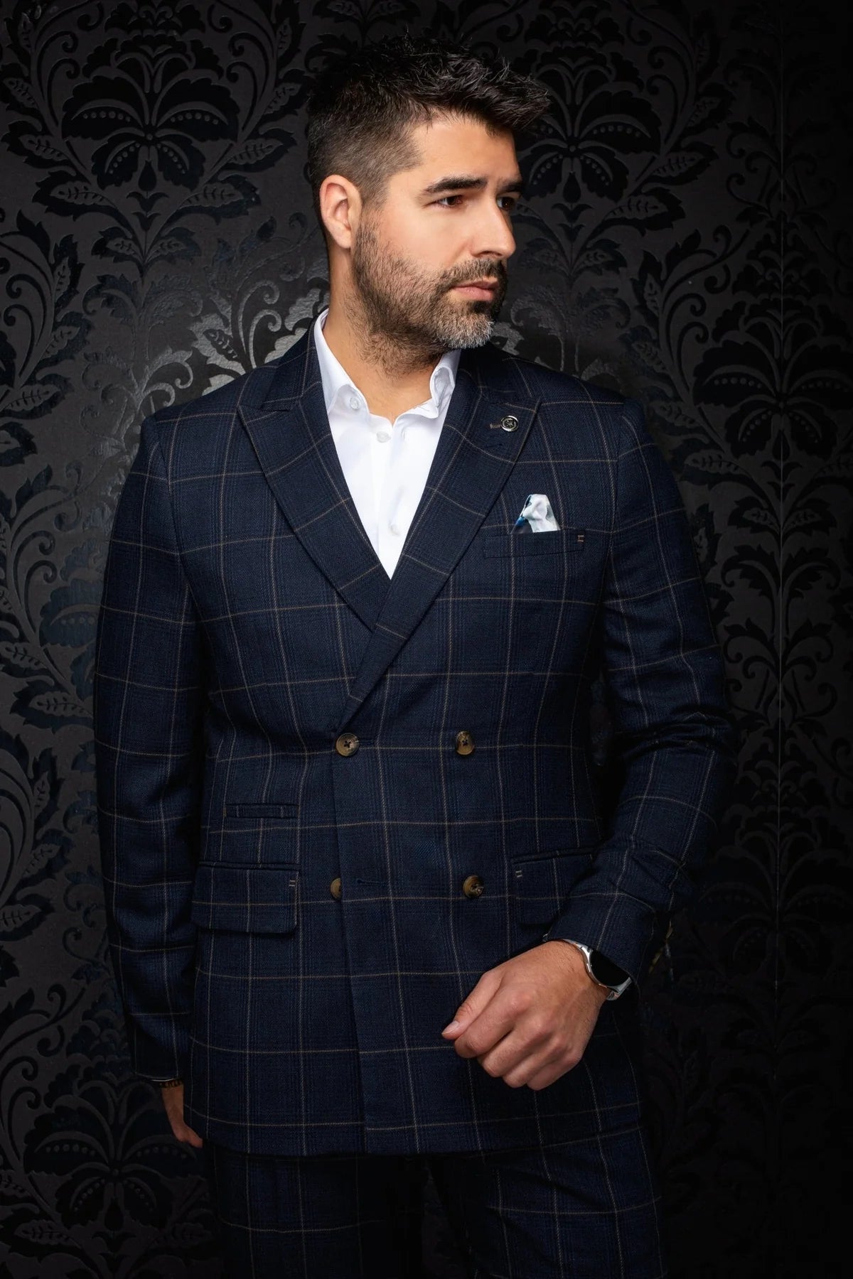 Navy Checkered Blazer