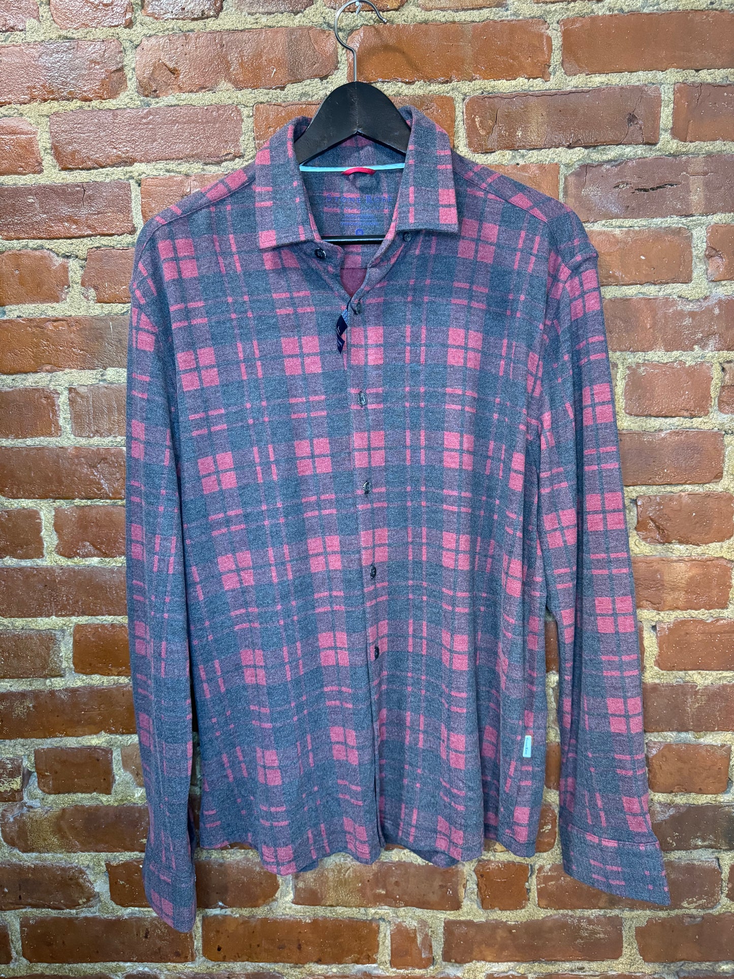 Trendy Plaid Long Sleeve Shirt – Grey and Pink