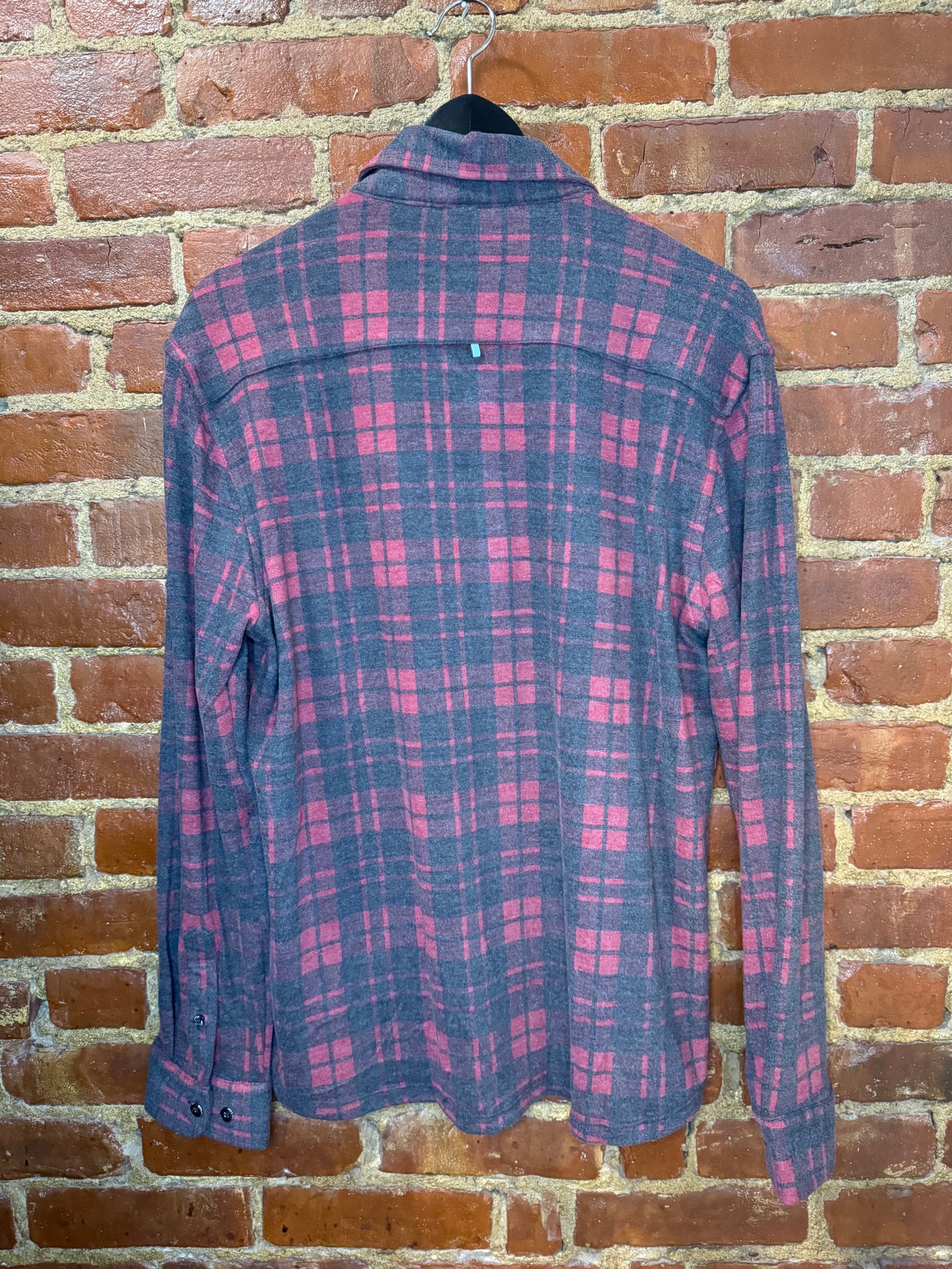 Trendy Plaid Long Sleeve Shirt – Grey and Pink