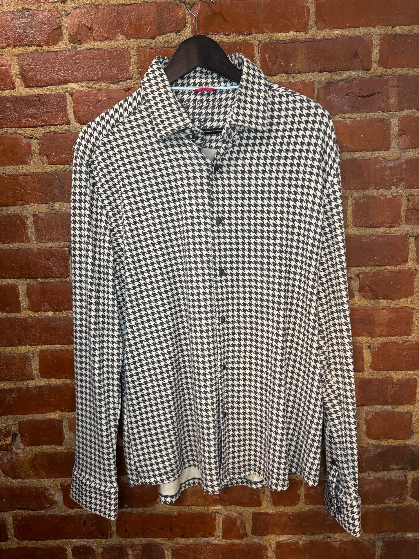 Houndstooth Long-Sleeve Button-Up Shirt