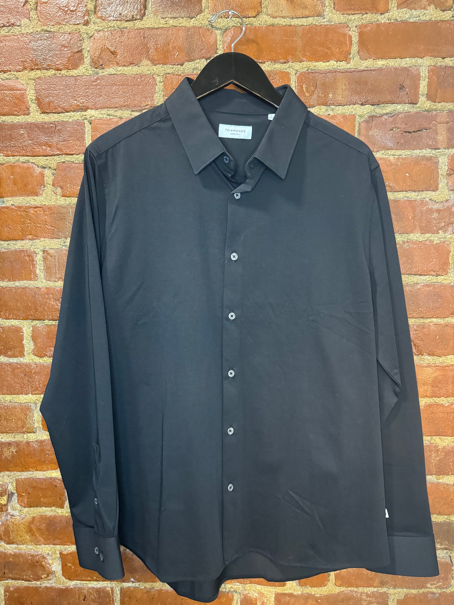 7Diamonds Men's Refined Black Button-Up Shirt