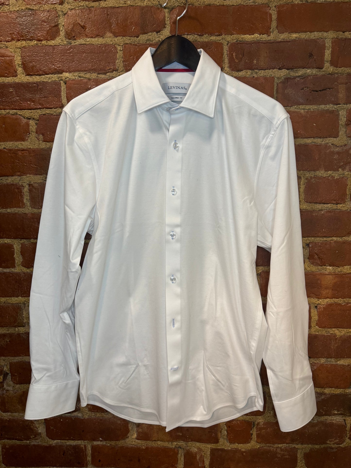 Levinas Men's White Performance Dress Shirt