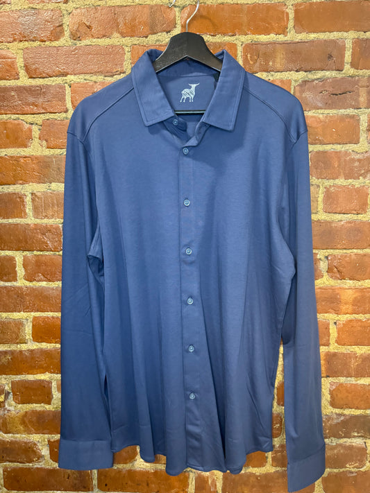 Men's Long Sleeve Navy Performance Button-Up Shirt