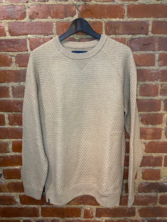 Men's Warm Beige Textured Crew Sweater