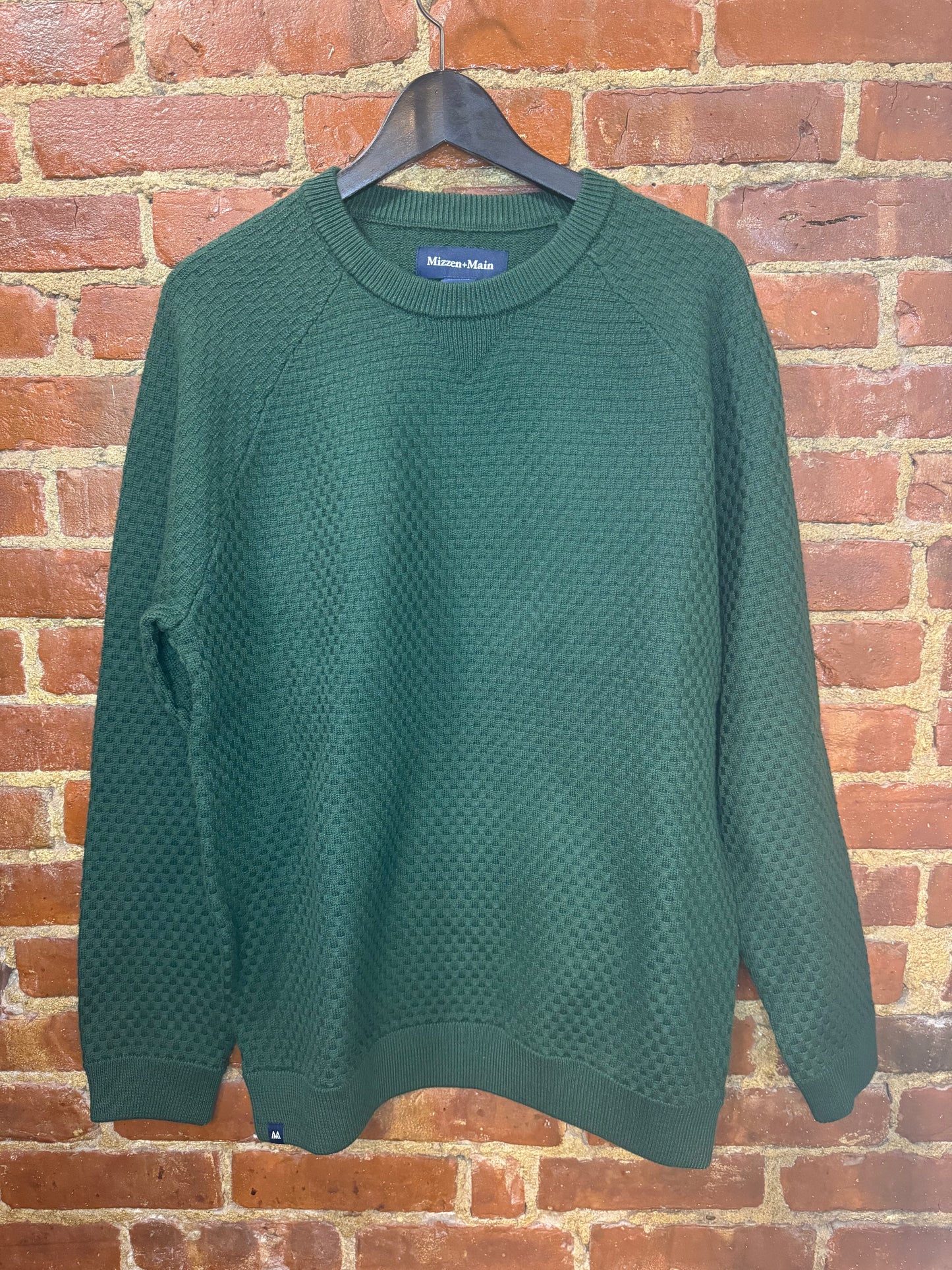 Mizzen and Main Forest Green Textured Crew Sweater