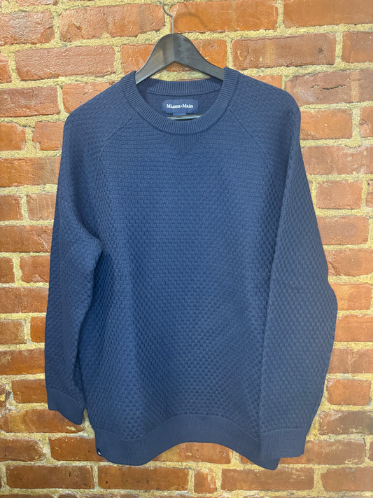 Mizzen and Main Classic Navy Textured Crew Sweater