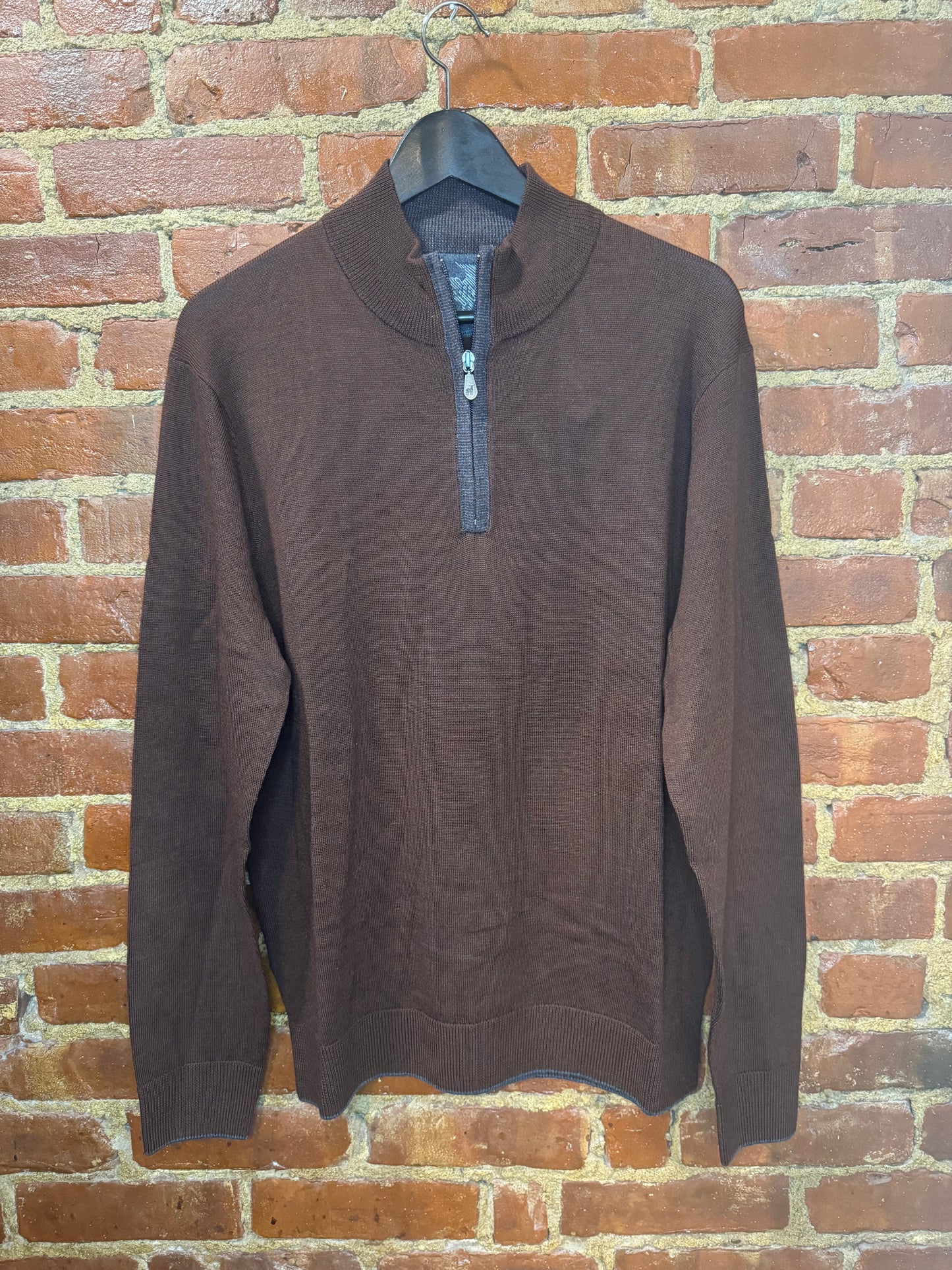 Raffi Classic Brown Quarter-Zip Sweater