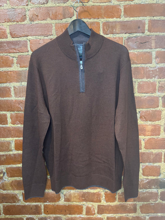 Raffi Classic Brown Quarter-Zip Sweater