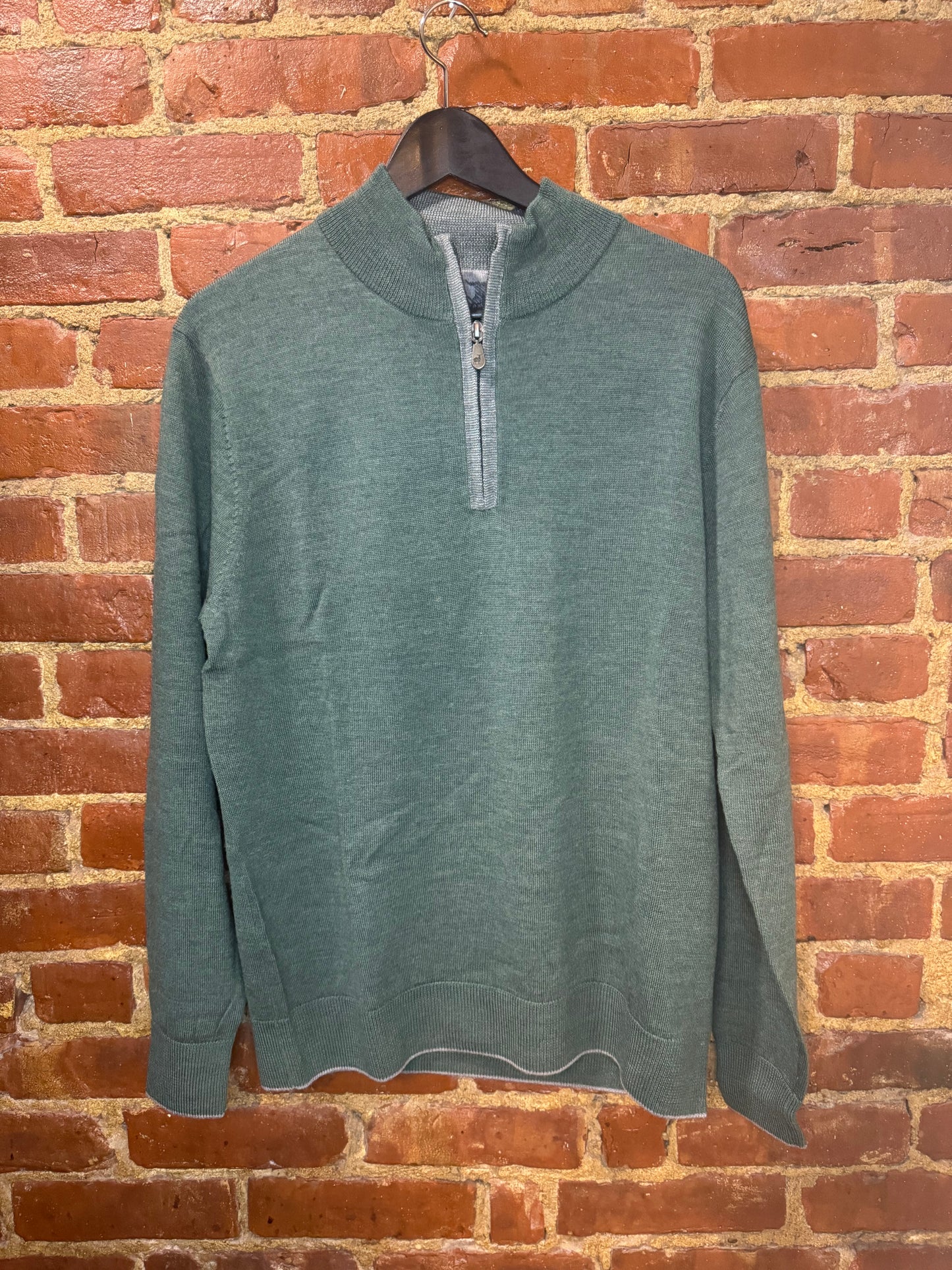 Raffi Sage Green Quarter-Zip Sweater