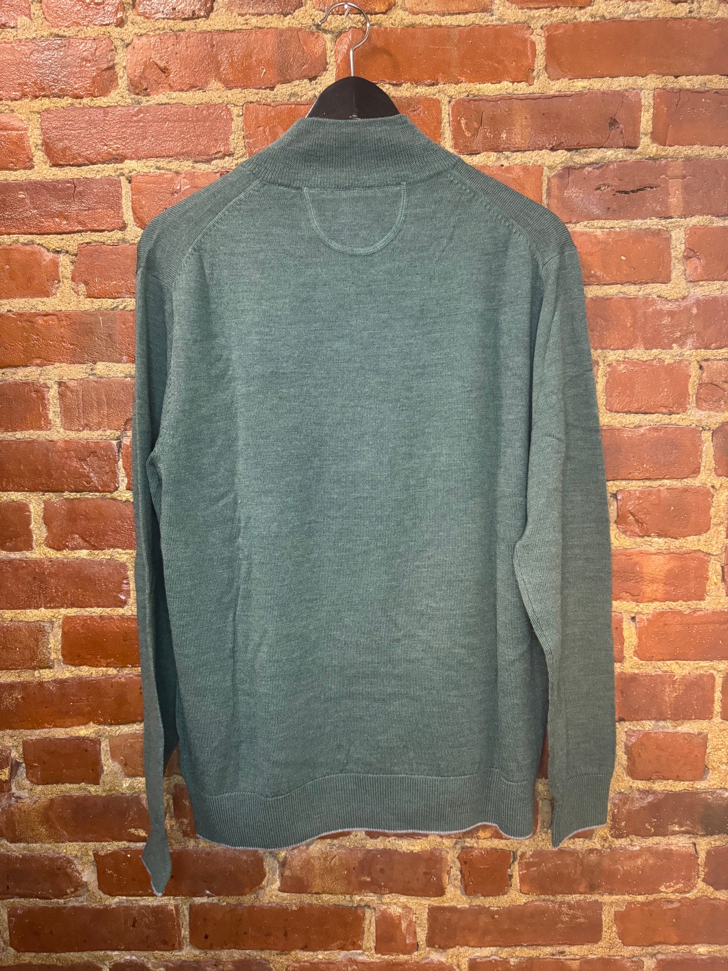 Raffi Sage Green Quarter-Zip Sweater