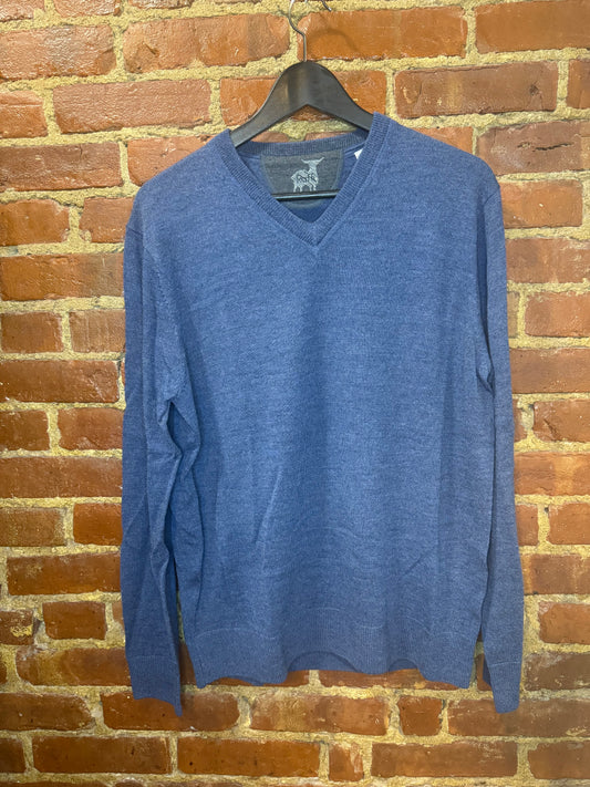 Raffi Timeless Blue V-Neck Knit Sweater