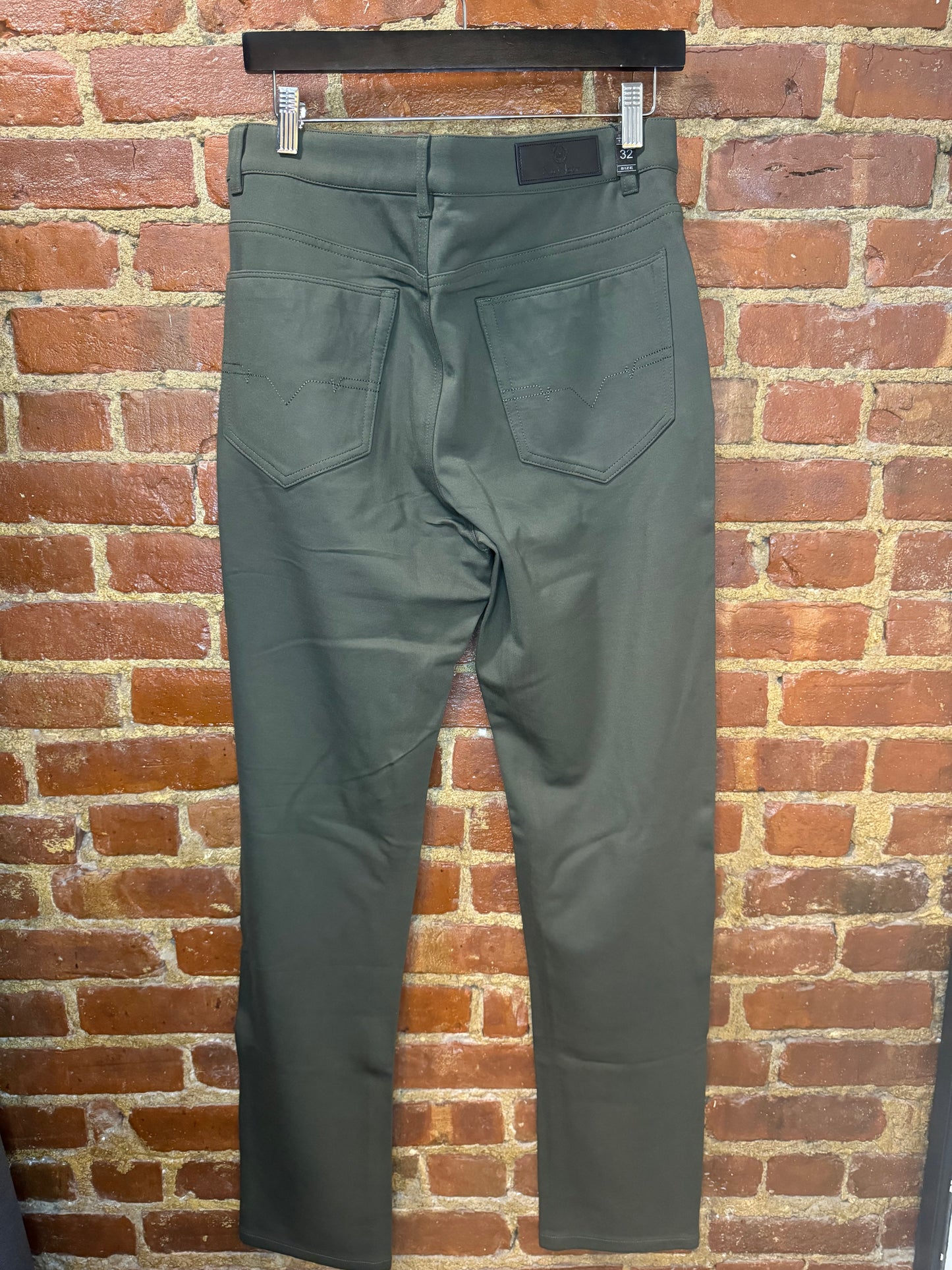 Olive Green Slim Straight Pants