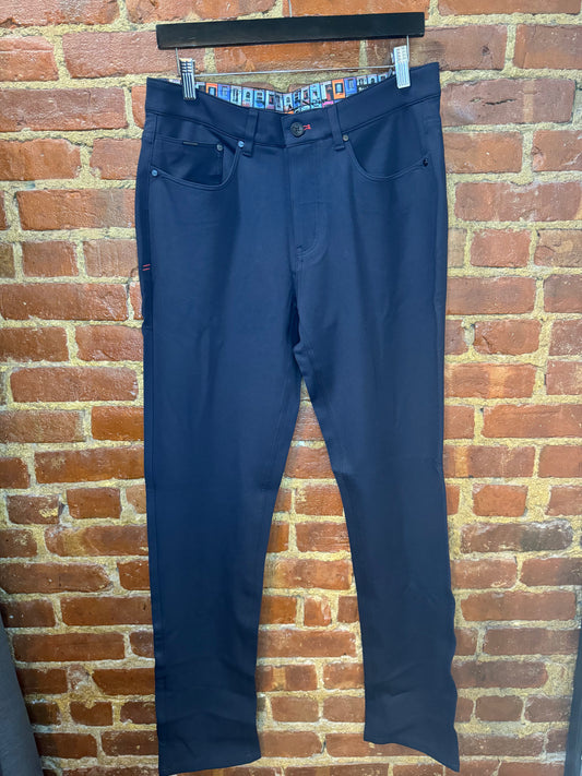 Navy Blue Stretch Slim-Fit Trousers