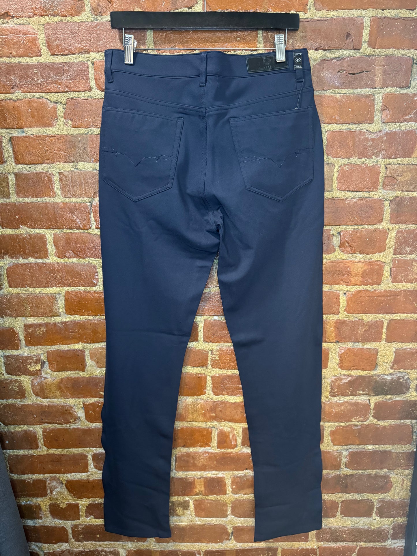 Navy Blue Stretch Slim-Fit Trousers