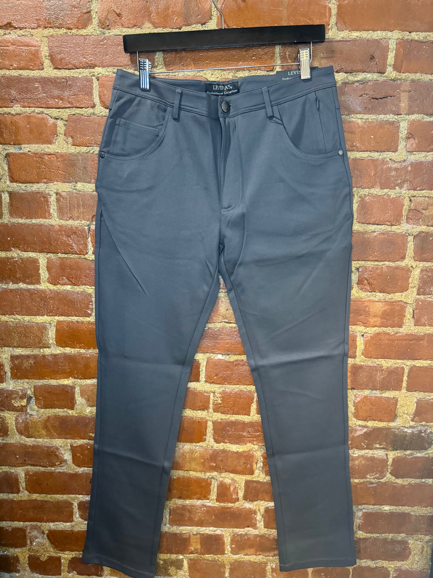 Levinas Charcoal Grey Performance Stretch Pants