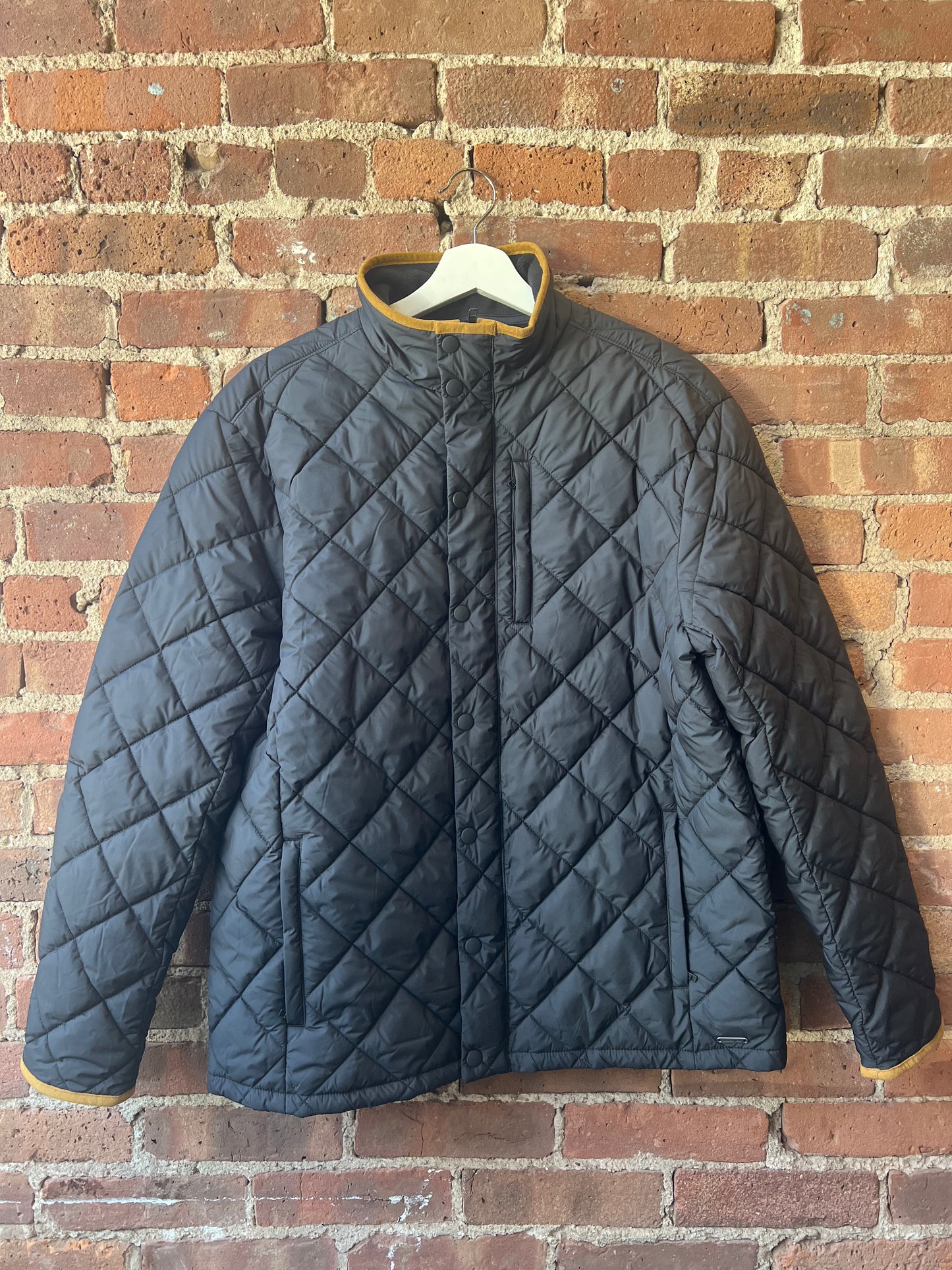 Men’s Black Quilted Jacket with Contrast Trim