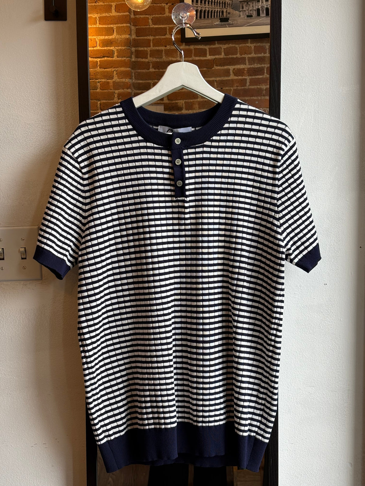Striped Navy Blue Short Sleeve