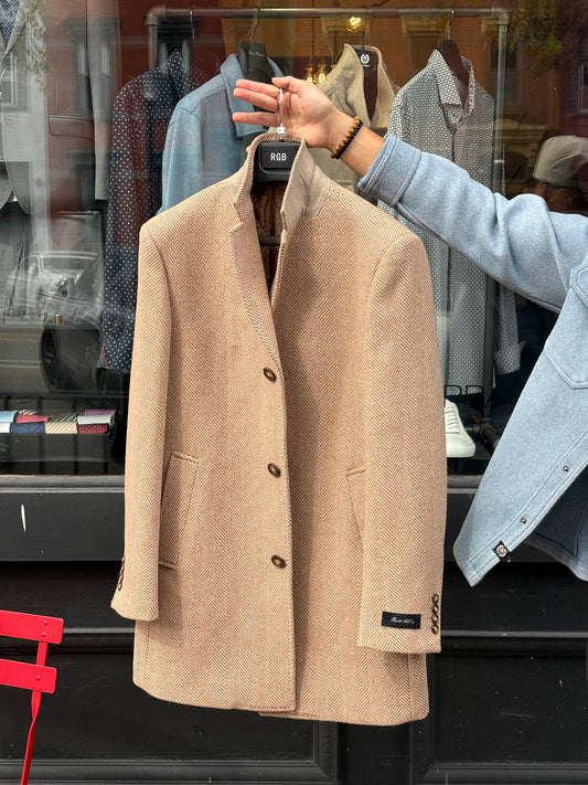 Camel & White Overcoat