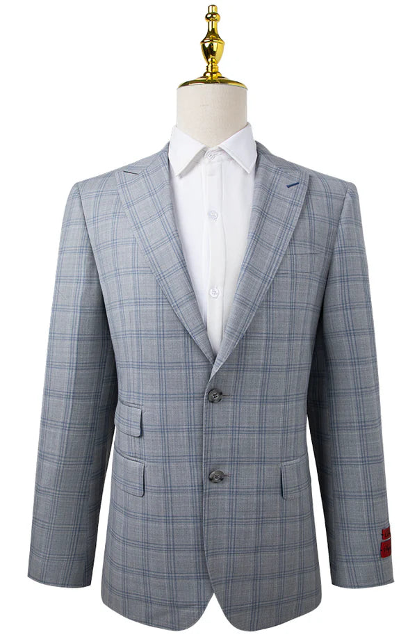 Oran Lite Grey & Blue Check 3 Piece Suit